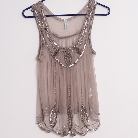 Free People Tops - Free People Star Crossed Lovers sheer sequin top